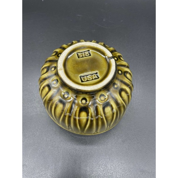 Vintage McCoy Planter Swirl USA Olive Green MCM Pottery Avocado Green #518 - Picture 4 of 7